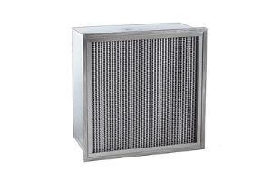 HEPA air filter designed to remove fine particles, showcasing a metal frame and intricate mesh structure, relevant for improving indoor air quality and alleviating allergies.