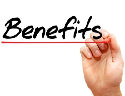 Hand underlining the word "Benefits" in bold text, emphasizing advantages of heating systems.