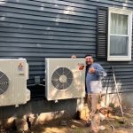 Technician with heat pump