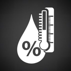 Humidity level gauge with thermometer, illustrating ideal humidity management for sleep quality and indoor air comfort.